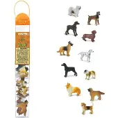 Safari Ltd. Dogs Toob - Mini -figurer: Dachshund Dalmatian Retriever Sheepdog Collie Shepherd Beagle Boxer Great Dane Doberman Bulldog - Utbildni