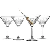 Pasabahce Premium stamade Martini -glasgon Uppsttning av 4 Crystal Design Cocktail Cups 7.8 oz Vintage Coupe Glasses Eleganta cocktailglasgon