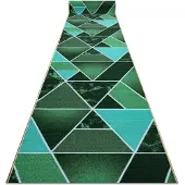 Rugsx Löpare anti-halk TRÓJKĄTY trianglar, gummi grön 100cm 100x340 cm