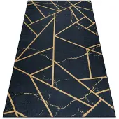 Rugsx ANDRE 1222 tvättmatta Marble, geometrisk halkskydd - svart 160x220 cm