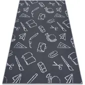 Rugsx Matta för barn SCHOOL skola grå 100x250 cm