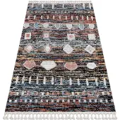 Rugsx Modern matta BELLE BR36A svart / rosa Fringe 160x220 cm