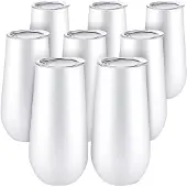 Spactz 8-pack utan fot champagneflöten/vinmuggar, 177 ml (6 oz), vit
