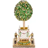 Danila-Souvenirs Faberge stil ägg Smyckeskrin Lagerträd Apelsinträd med fågel 16 cm