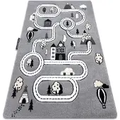Rugsx Matta PETIT TOWN stad, gator grå 140x190 cm