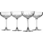 Pasabahce COUPE COCKAIL GLASS SET AV 4 - EXKLUSIV MARTINI MARGARITA GLASS - TIMLESS CHAMPAGNE COUPE GLASS - CRYSTAL DESIGN - 8.6 OZ Lng stamglas