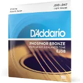 Daddario gitarrsträngar - Phosphor Bronze Akustiska gitarrsträngar - EJ38 - Rik, Full Tonal Spektrum - 12-strängade gitarrer - 10-47 Lätt