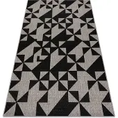 Rugsx MATTA SIZAL FLOORLUX 20489 silver / svart TRIANGLER 140x200 cm