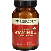 Dr. Mercola , Tuggbar Vitamin B12 Metylkobalamin, Naturlig Körsbärssmak, 30 Tabletter