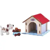 Haba Little Friends Dog Lucky - Djurleksaksfigur med hundkoja och trben