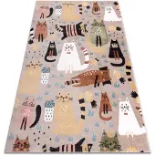 Rugsx Matta FUN Kittens för barn, katter beige 280x370 cm