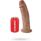 King Cock 10 - stor dildo med sugpropp (25 cm) - mörk naturfärg