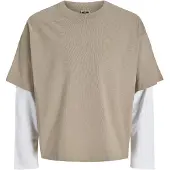 Jack & Jones T-shirt 'JCOBIARRITZ' ljusbrun / vit