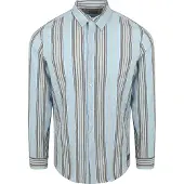 Scotch & Soda Skjorta Crinkled Stripe Ljusblå Blå ångfärgad Storlek