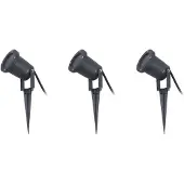 LINDBY markspettspotlight Nielas, 3-pack, antracit, stickkontakt Nielas, Aluminium / grå / zink, Metall, Modern