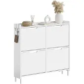 SoBuy Skohyll vit 100x19x93 cm 4 dörrar