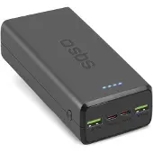 SBS Powerbank 30000 mAh USB-C USB-A - svart