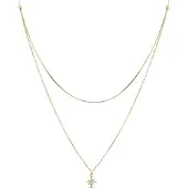 Luxenter lialt-halsband i 925 sterlingsilver och glänsande 18K guldpläterad kubisk zirkonia