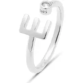Luxenter 925 Sterling Silver Ring med Rhodium Pläterad Briljant Zirkonia - Alfabet