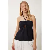 Happiness İstanbul Bomull off-shoulder halterneck-blus