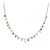 Luxenter natsad-halsband i 925 sterlingsilver och 18K guldpläterad flerfärgad kristall