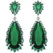 Luxenter Emerald Zirconia Miotal Alloy Earrings Róidiam Bailchríoch - Cakrolm