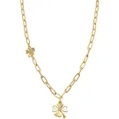 Luxenter Blomma halsband i glänsande zirkonia, 18k guldfinish