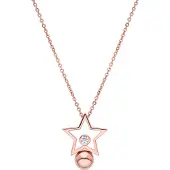 Luxenter Muince zirconia geal le pláta óir rós-órga 18k - Losath