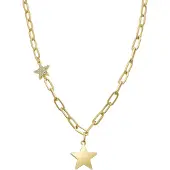 Luxenter Star-halsband tillverkat av glänsande zirkonia, 18k gul guldfinish