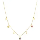 Luxenter Sunah-halsband, tillverkat av flerfärgade zirkonia, 18k guldfinish