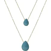 Luxenter abelia-halsband av metallegering och blå agat 18K guldpläterad finish