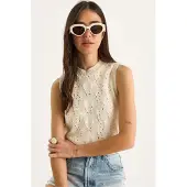 Bianco Halvpolokrage Stickad Blus