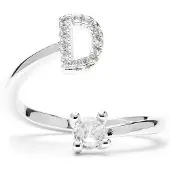 Luxenter Fáinne le sirlintreabhrán geal, bailchríoch airgid - Aibítir