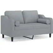 vidaXL 2-sits soffa med prydnadskuddar ljusgrå 120 cm tyg