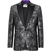 Philipp Plein Kavaj med en knapp, smal passform, gotisk plisserad