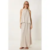 Happiness İstanbul Halter Neck Blus och Maxi Kjol Set