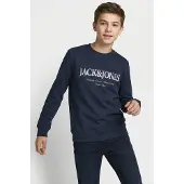 Jack & Jones Junior Sweatshirt 'JJDevin Daytona' mörkblå / vit