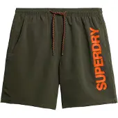 Superdry för män. M3010236A Baddräkt i återvunnet material med grön sportgrafik (M), Strandkläder, Hållbar, Återvunnen polyester