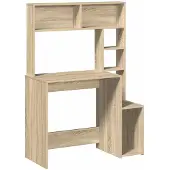 vidaXL Skrivbord med hyllor sonoma-ek 100x45x140 cm konstruerat trä