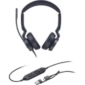 Yealink UH46 Dual Teams USB-C/A On-ear headset Sladd Stereo Svart Brusreducering för mikrofon Volymkontroll Telefon