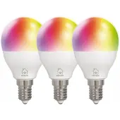 Deltaco Smart Home RGB-lampor, E14, G45, 5W, miniglobe, 3-pack
