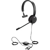 Jabra Evolve 30 II On-ear headset Sladd Mono Svart Brusreducering, Brusreducering för mikrofon Headset, Volymkontroll, Mikrofonljudavstängning Telefon