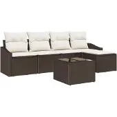 vidaXL Soffset med kudde 6 pcs Brun konstrotting