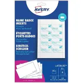Avery Zweckform Name Badges Printable inserts - Vit - 60 x 90 mm - 190 g/m² - 160 kort (20 ark x 8) namnskyltskort