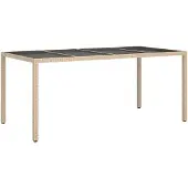 vidaXL Trädgårdsbord Beige 190 x 90 x 75 cm polyrotting 362550