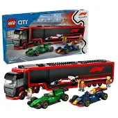 LEGO City 60445 F1 lastbil med RB20 & AMR24 F1 bilar