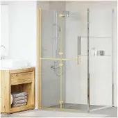 vidaXL Walk-In duschvägg Guld 90 x 6.5 x 190 cm