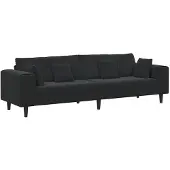vidaXL Soffa Svart 250 x 77 x 76 cm Sammet