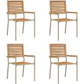 vidaXL Trädgårds stapelbara stolar 4 pcs Brun och beige