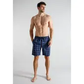 Tom Tailor Pyjamasbyxa 'Bermuda' blå / marinblå / mörkröd